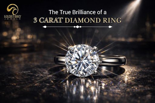 round brilliant diamond engagement ring with sparkling solitaire setting on luxury dark background golden bird jewels